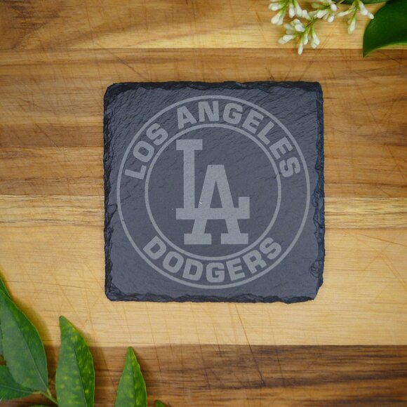 LA Dodgers Slate Coaster Set - Handcrafted Laser Engraved Drink Coasters MLB - Picture 4 of 8